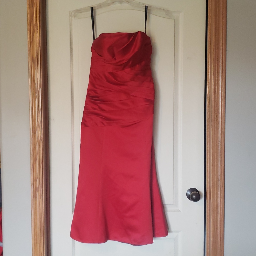 Alfred Angelo knee length cherry red formal dress